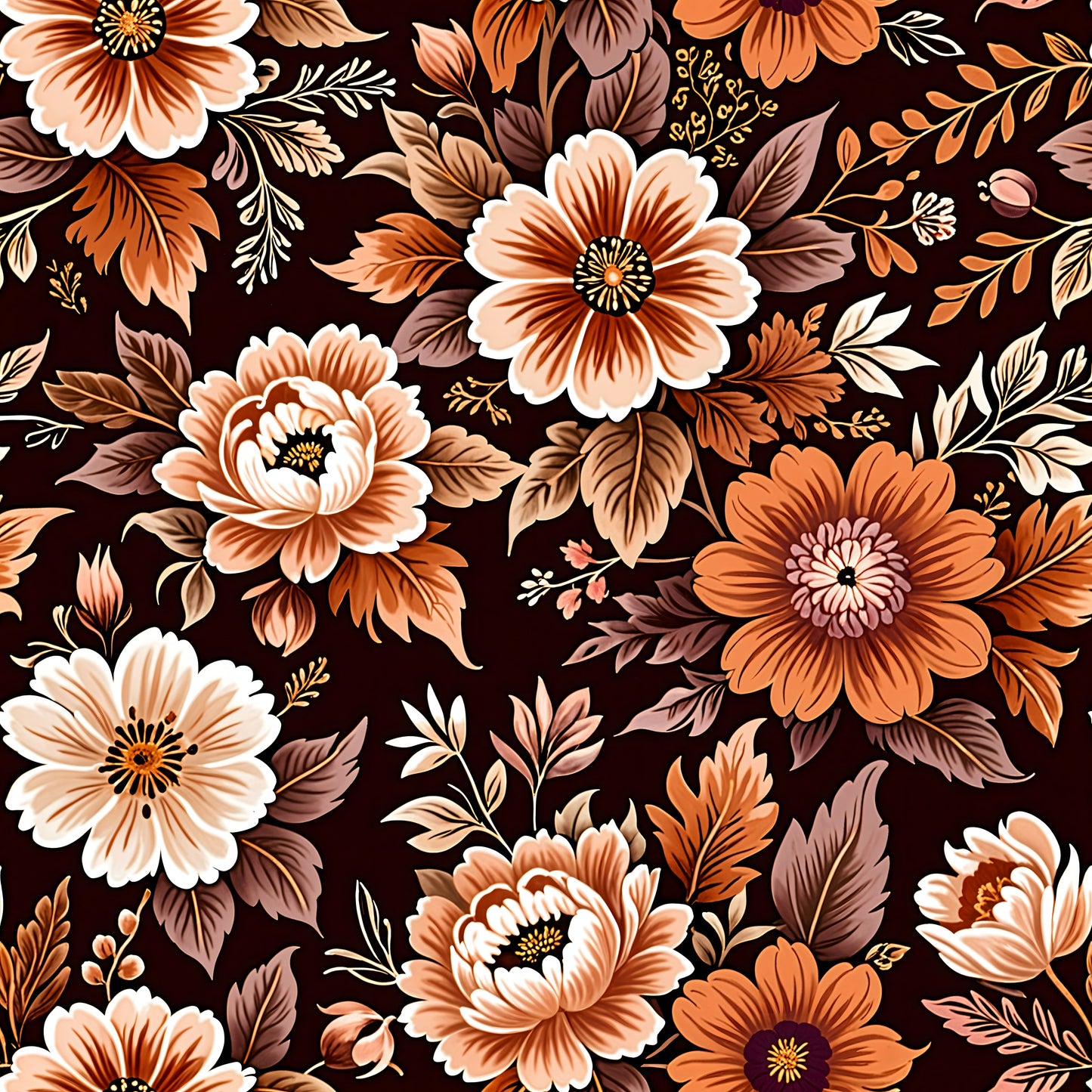 Baroque Floral Amber Wallpaper