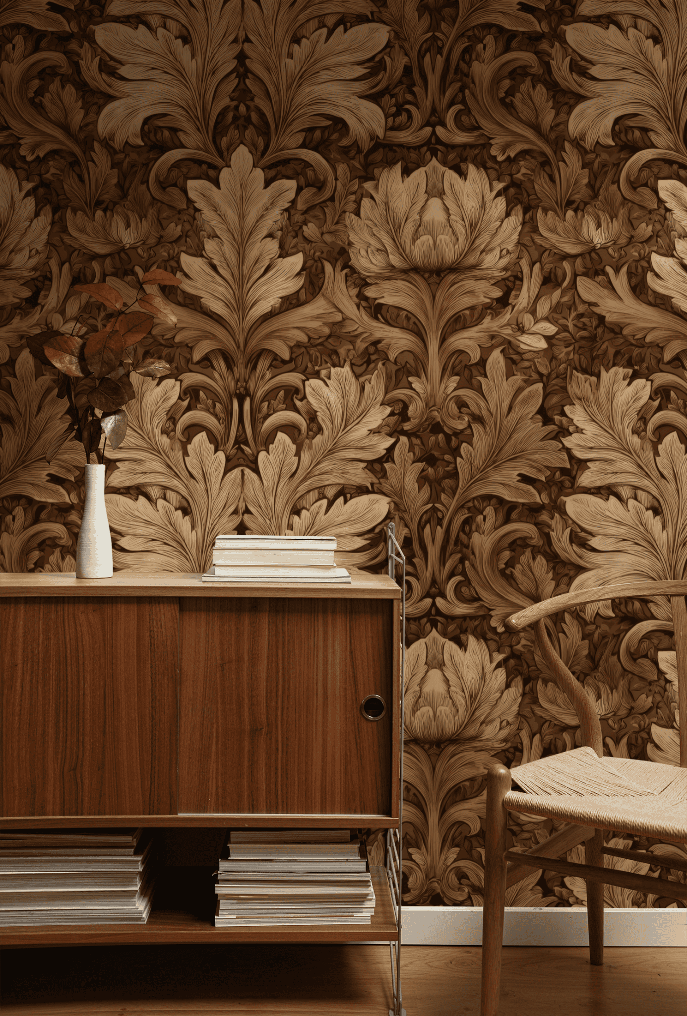 Baroque Leaf Wallpaper