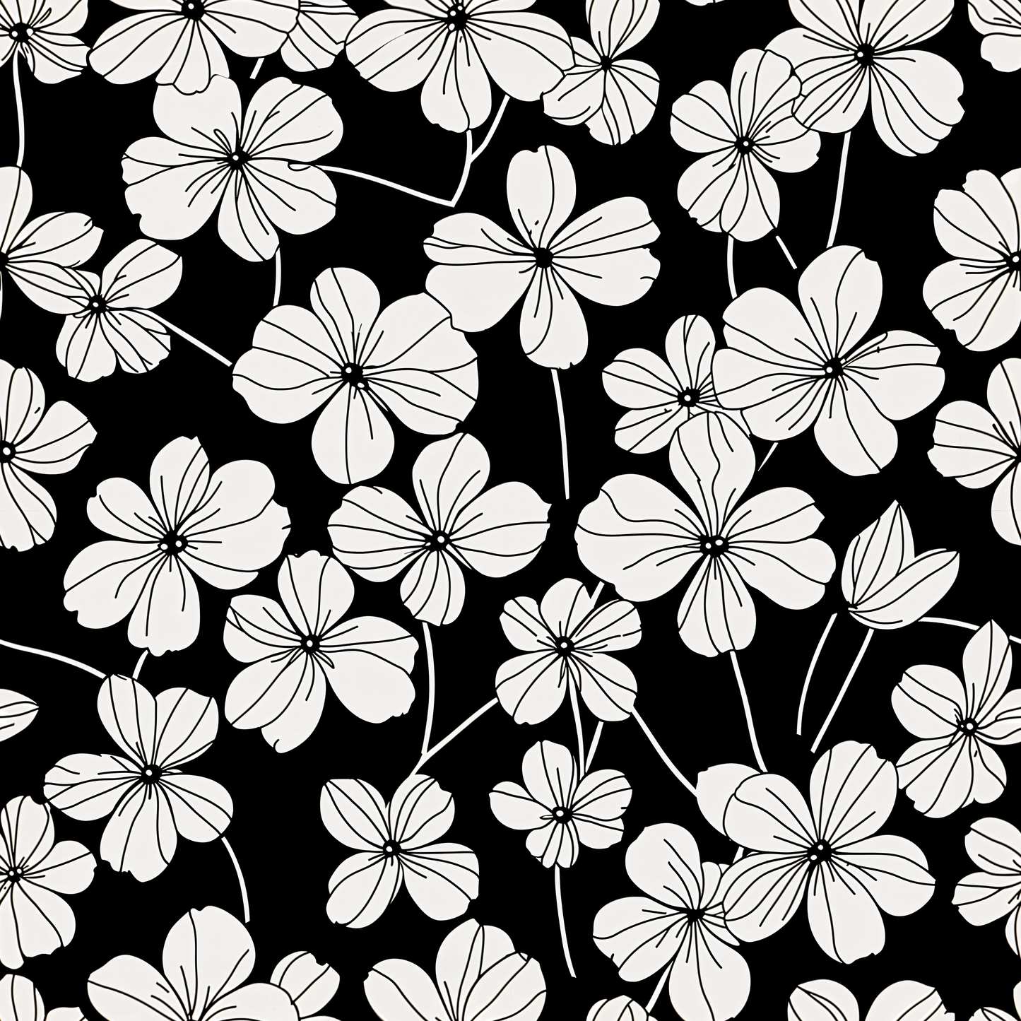 Monochrome Floral Noir Wallpaper