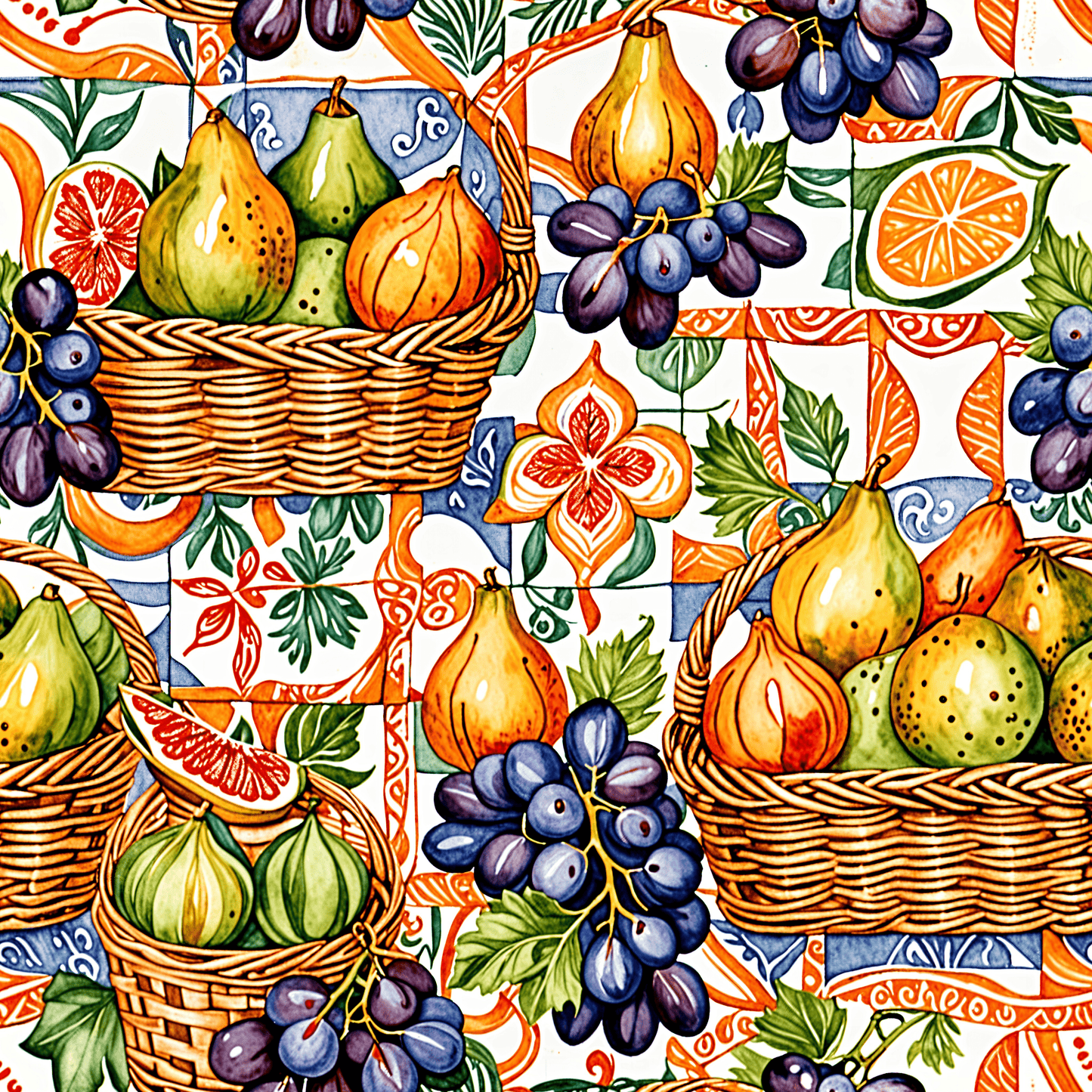 Tuscan Fruit Mosaic Wallpaper