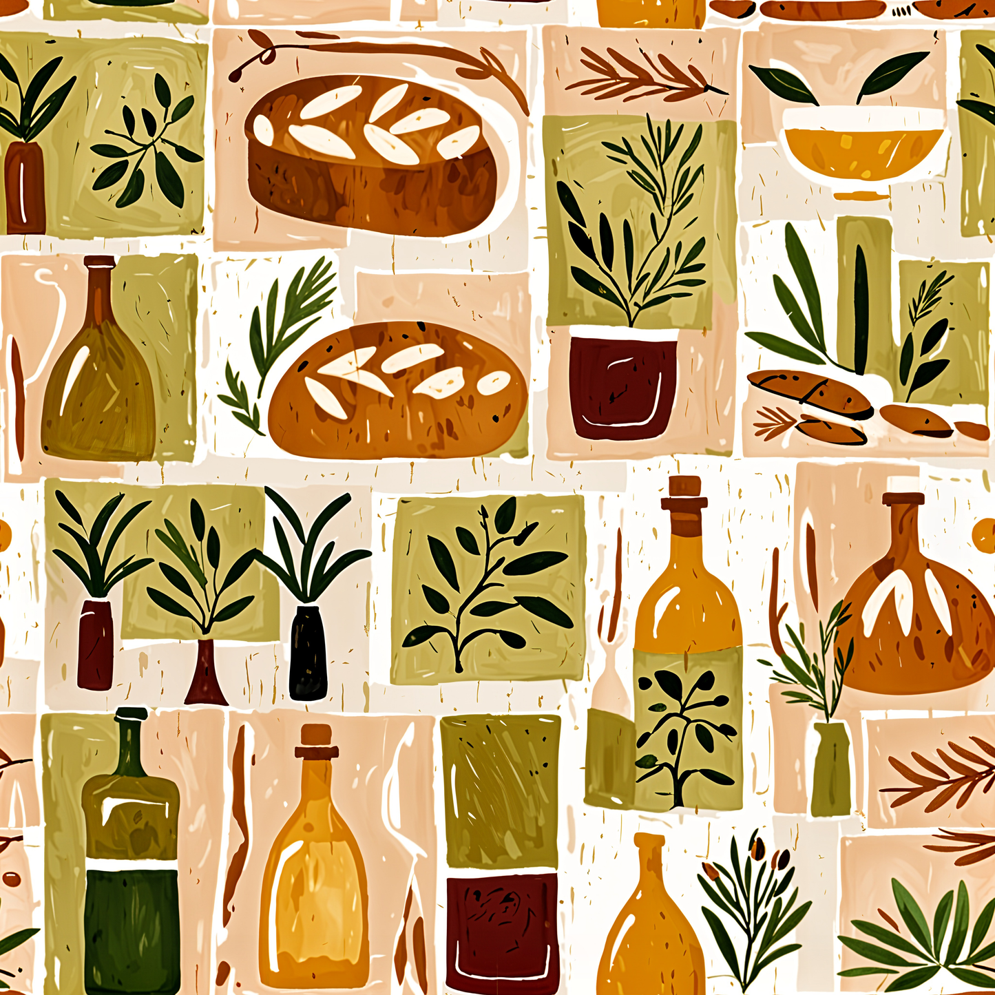 Botanical Rustic Olive Wallpaper