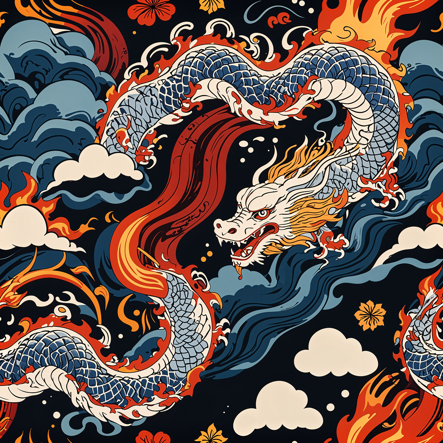 Dragon Flame Retro Wallpaper