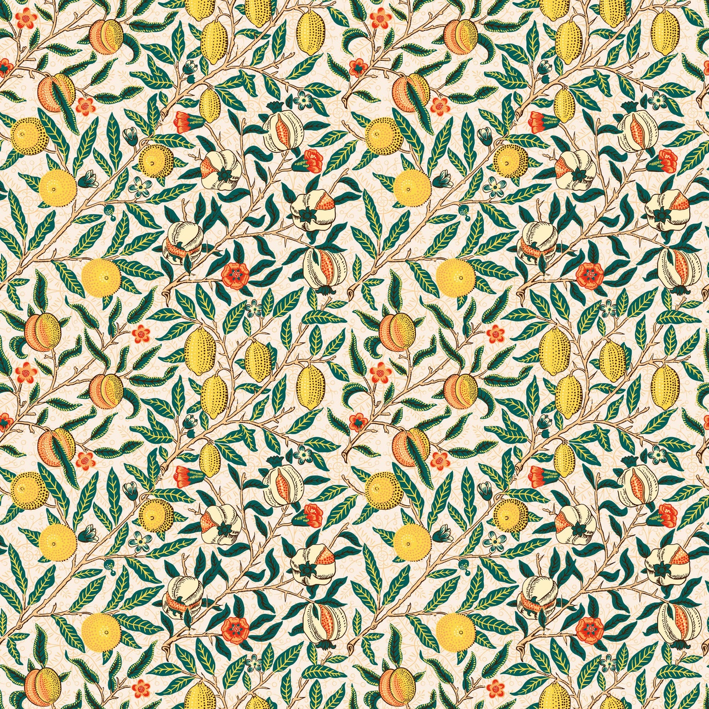 William Morris Fruit Light | Cream Botanical Wallpaper | Fruit Pattern - Tile Pattern