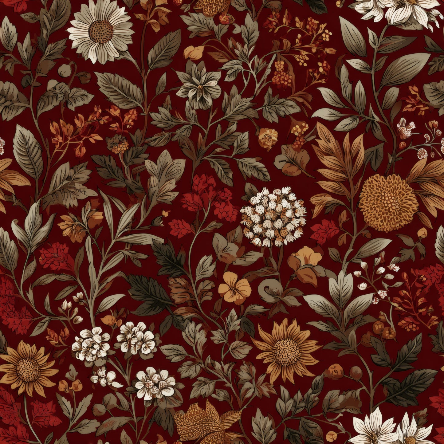 Burgundy Sunflower Wallpaper