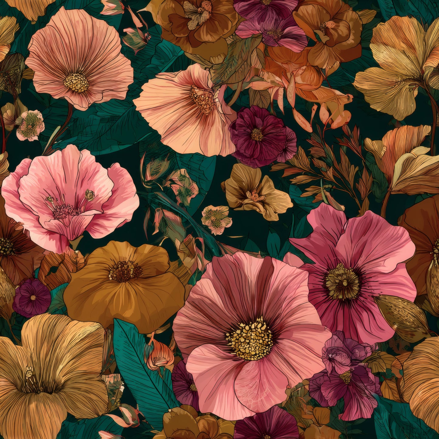 Garnet Flora Wallpaper