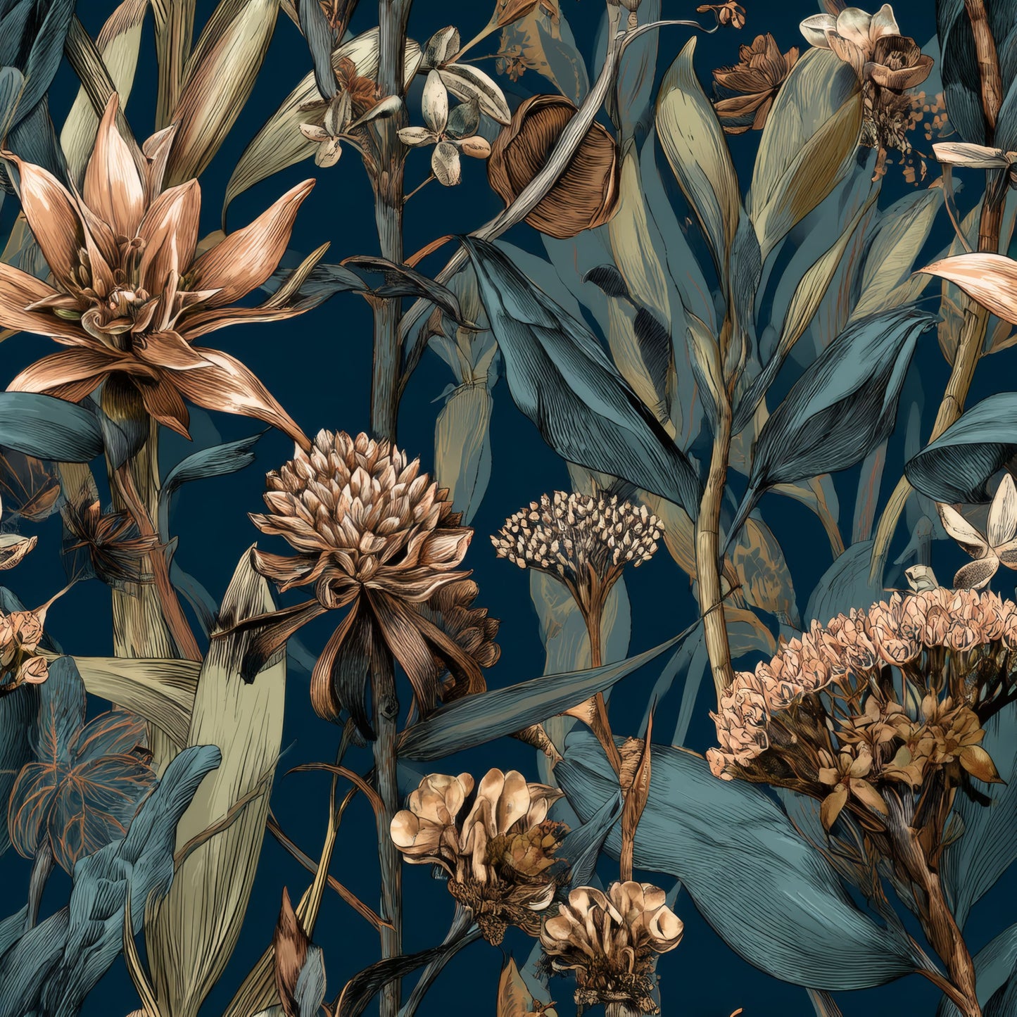 Bronze Botanical Wallpaper