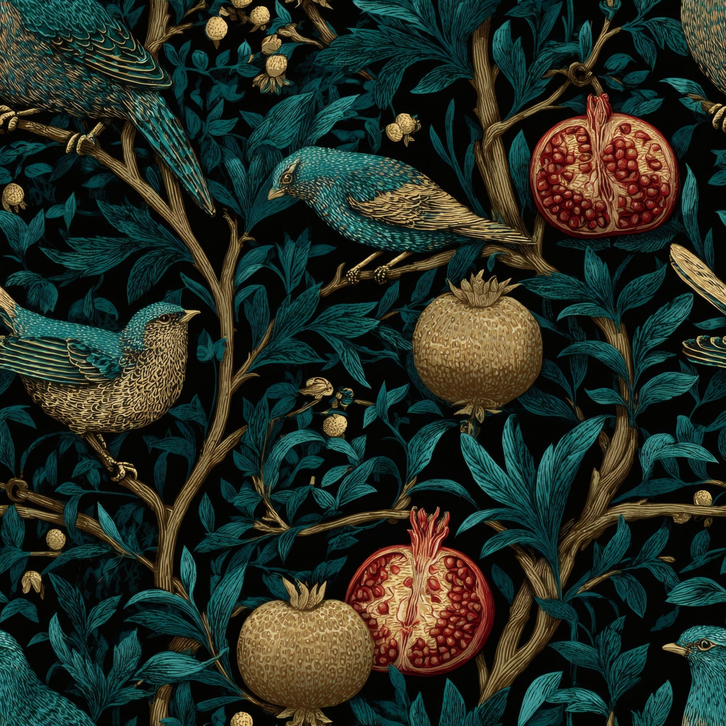 Teal Pomegranate Wallpaper