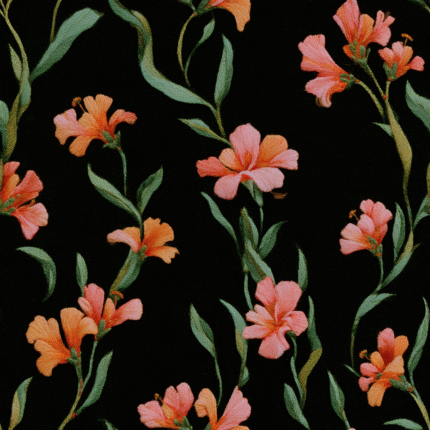 Tangerine Embroidery Wallpaper