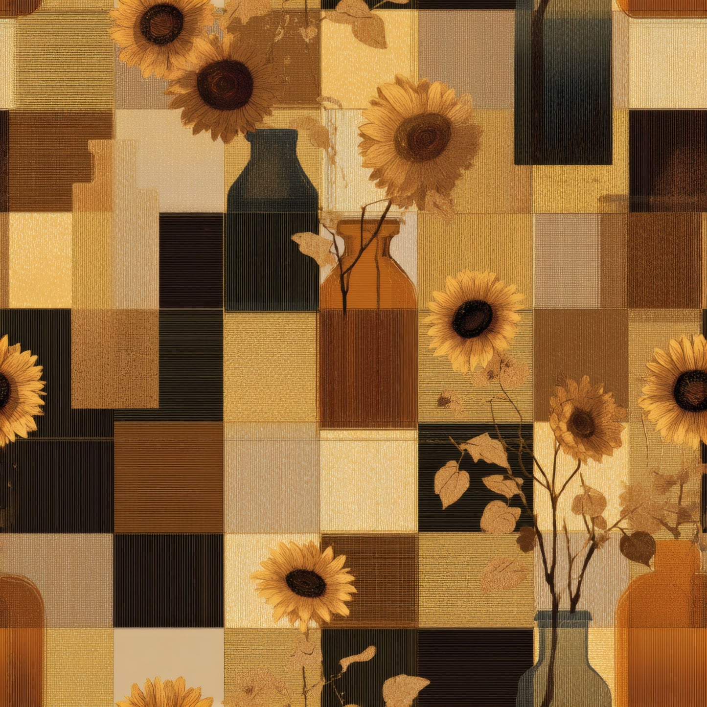 Tawny Patchwork Wallpaper