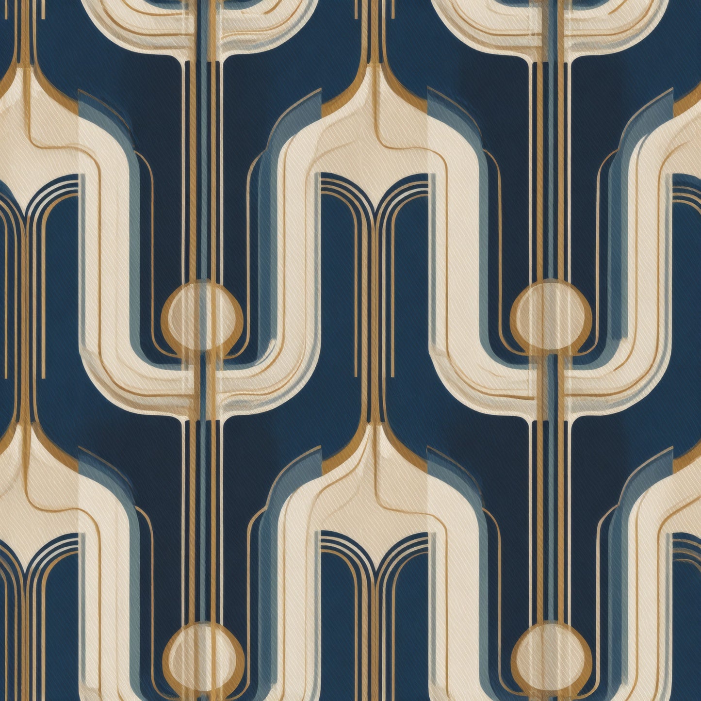 Navy Deco Wallpaper