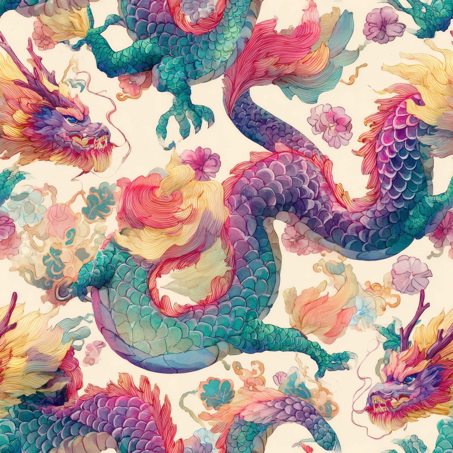 Watercolor Wyrms Wallpaper