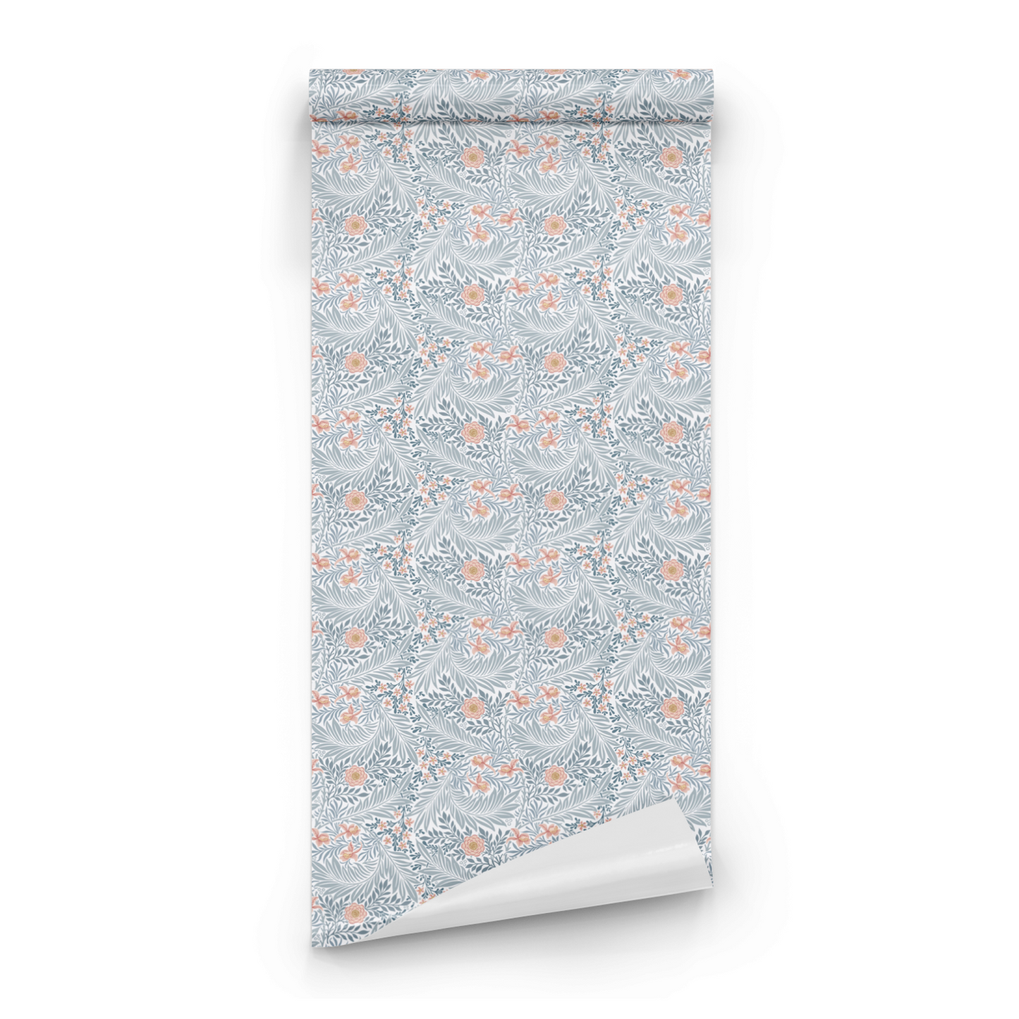 Blue Floral Wallpaper tile preview with the larkspur pattern laid out across panels in deep indigo blue Morris handling