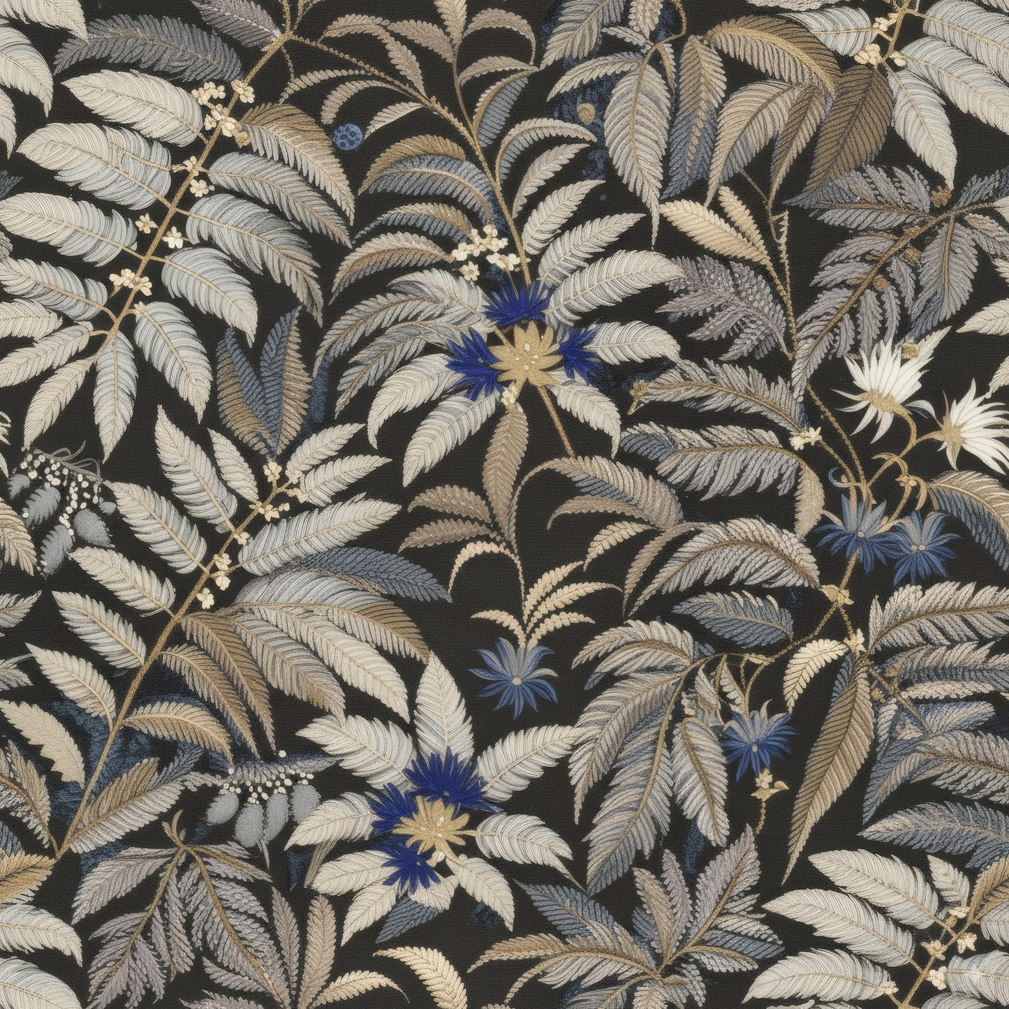 Art Deco Azure Botanica Wallpaper