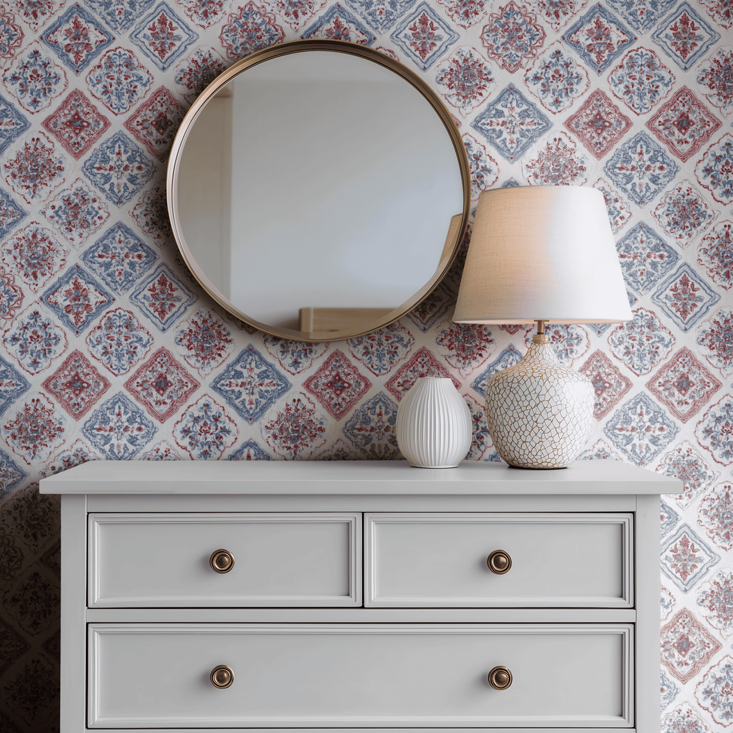 Burgundy Arabesque Wallpaper