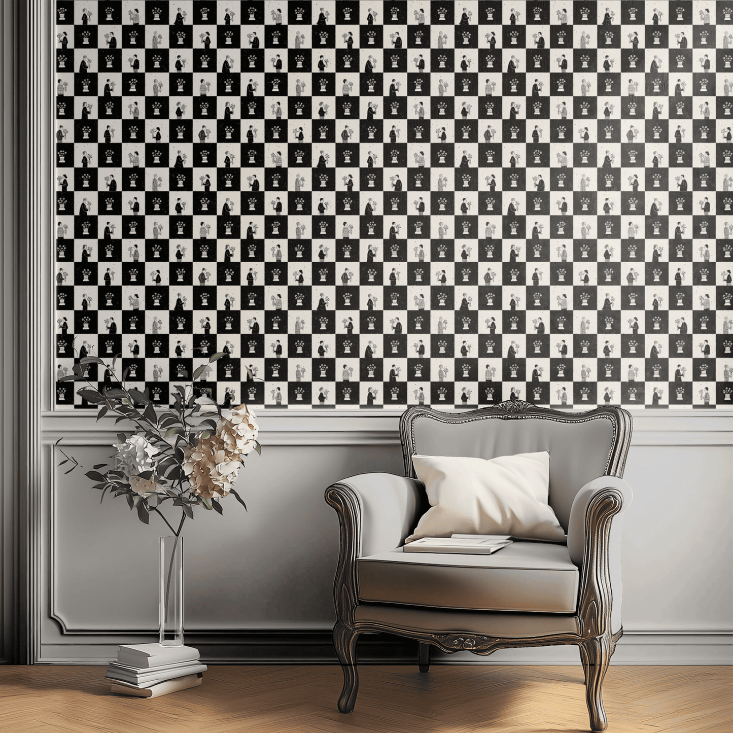 Checkerboard Bouquet Wallpaper
