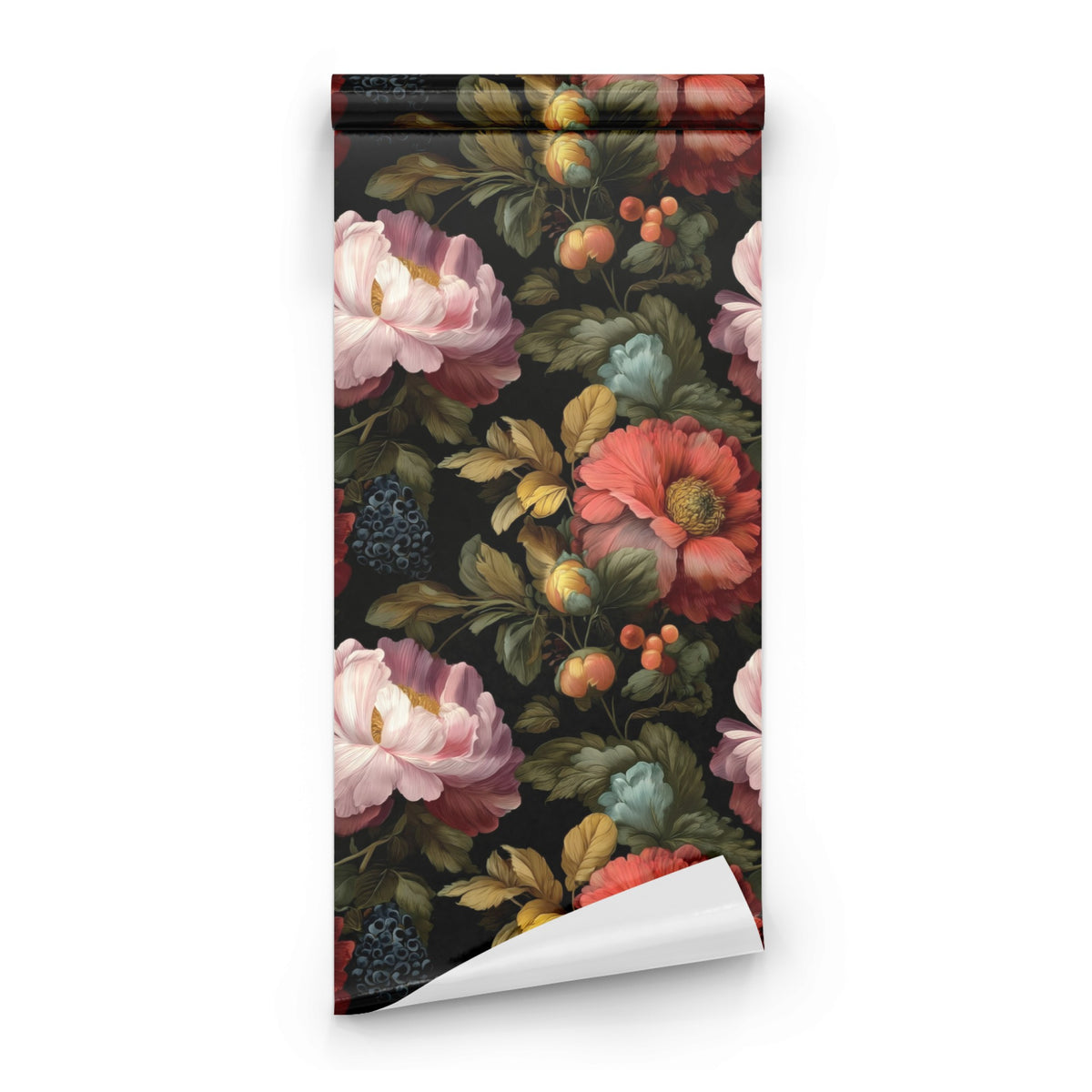Roll of Painted Bouquet large scale wallpaper