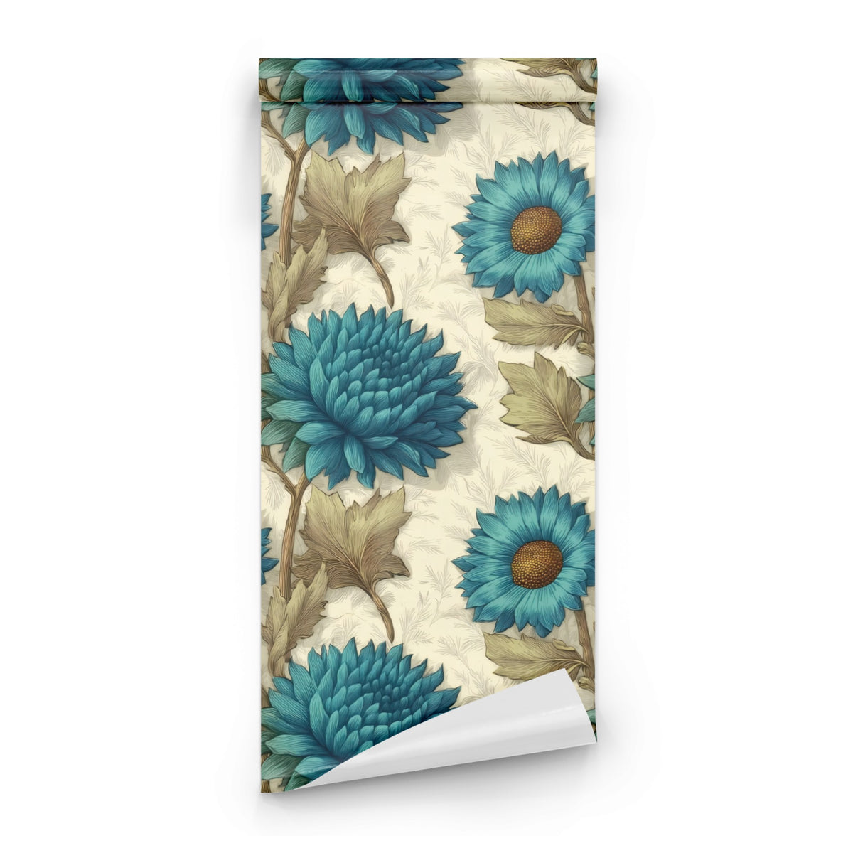 Roll of Teal Chrysanthemum large scale wallpaper
