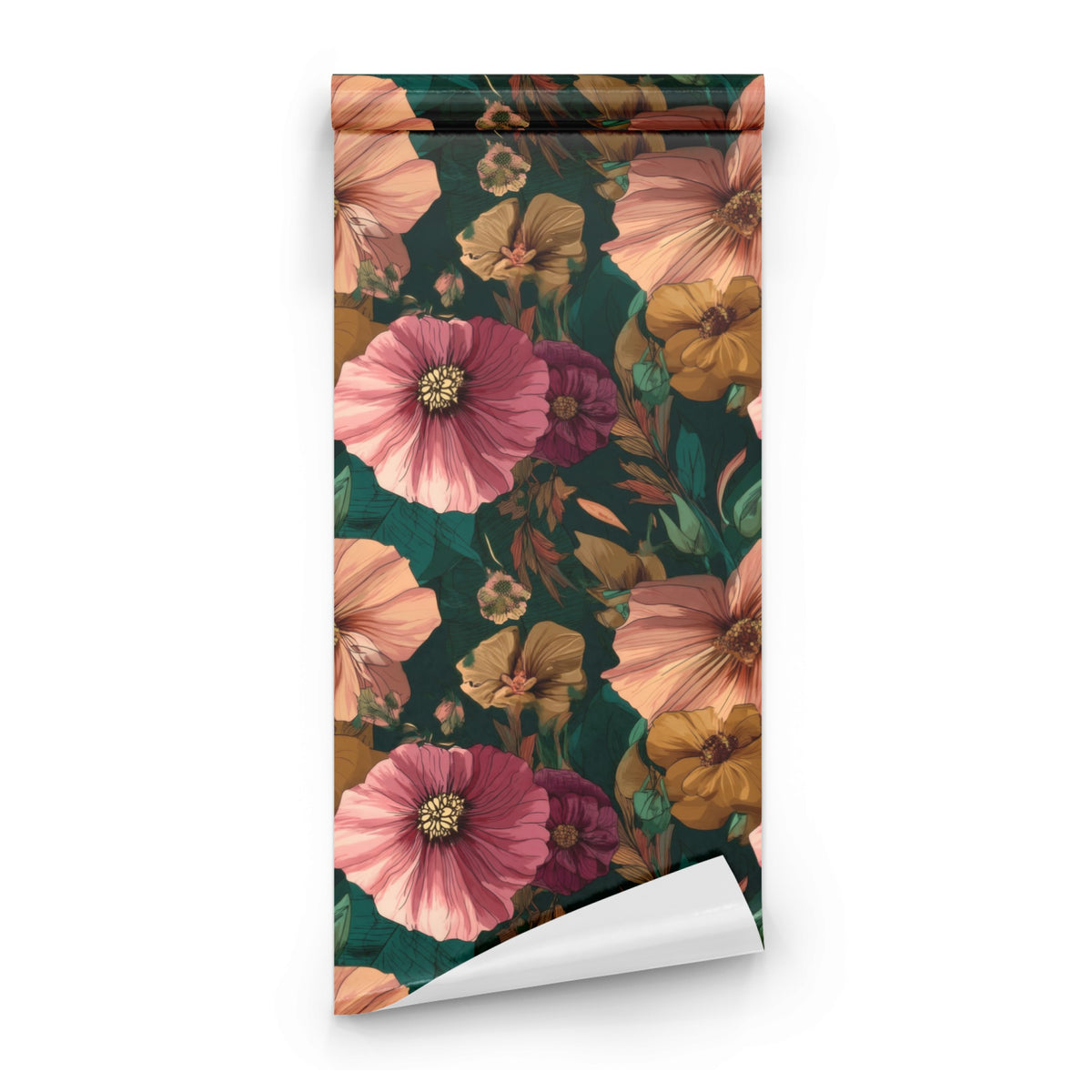 Roll of Teal Garden large scale wallpaper