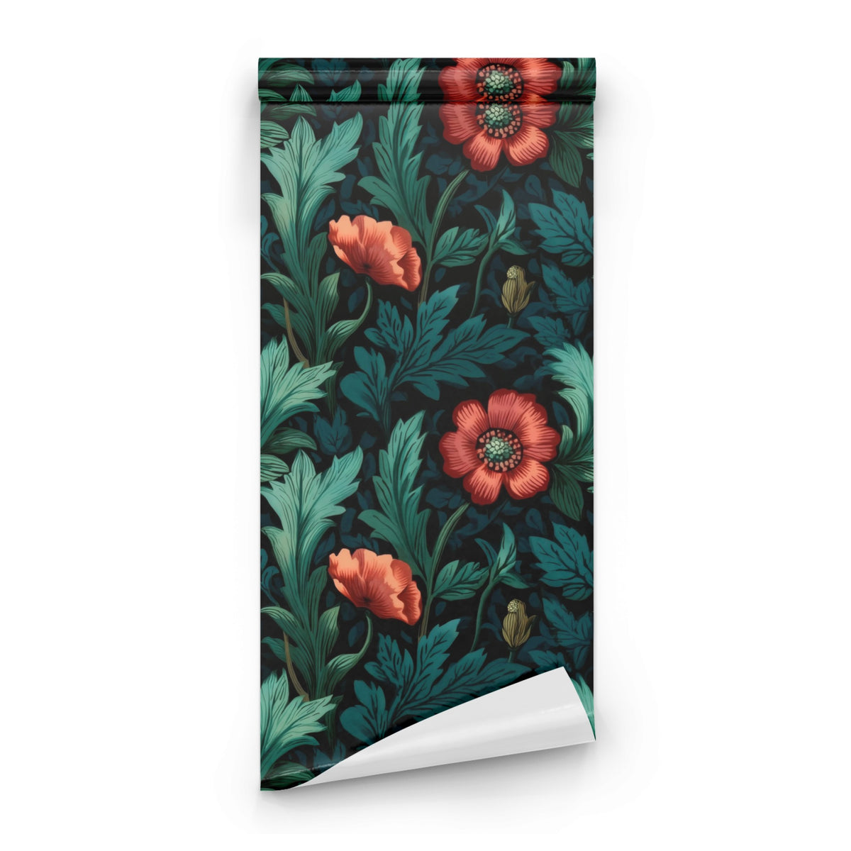 Roll of Teal Poppy large scale wallpaper