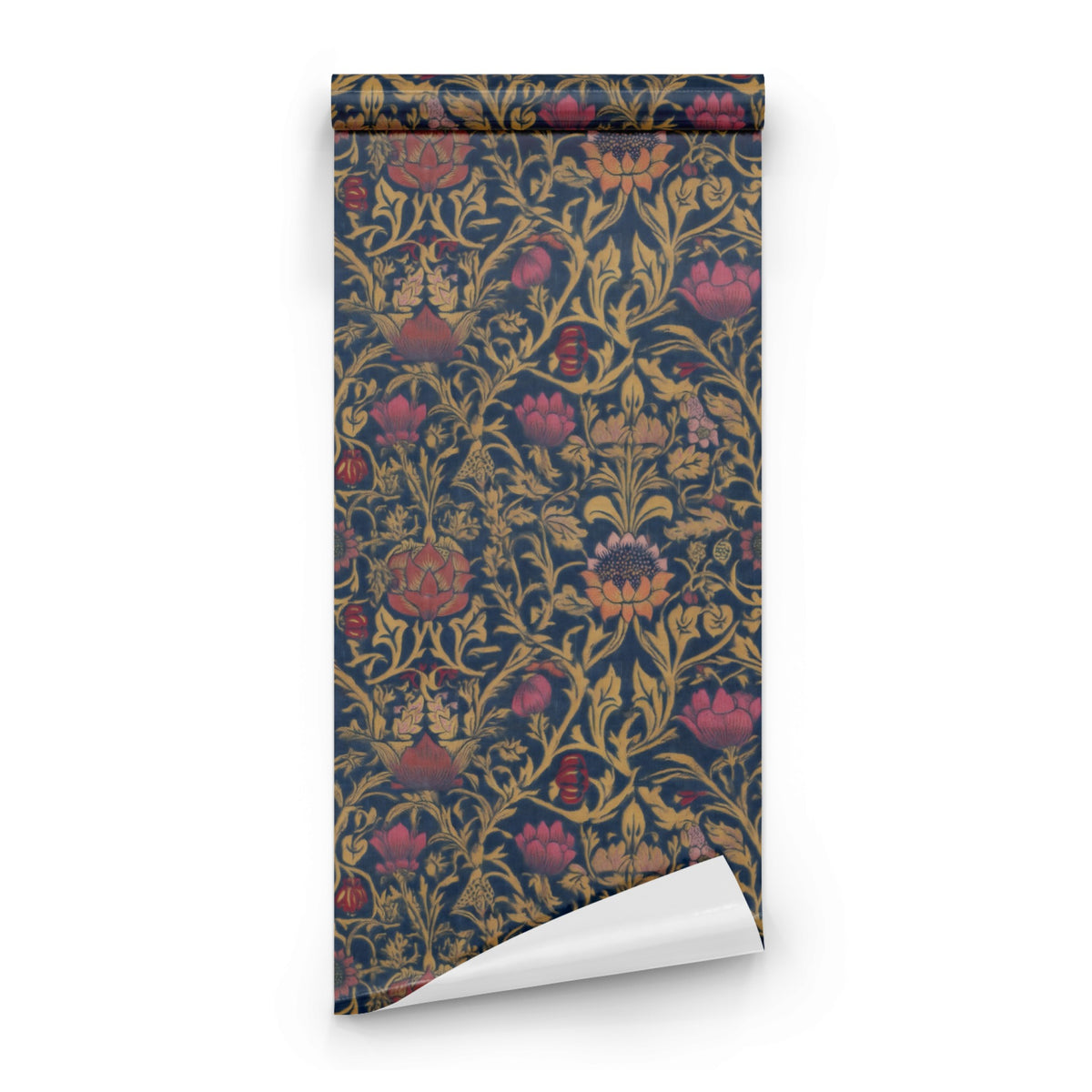 Roll of William Morris Violet And Columbine Navy large scale wallpaper