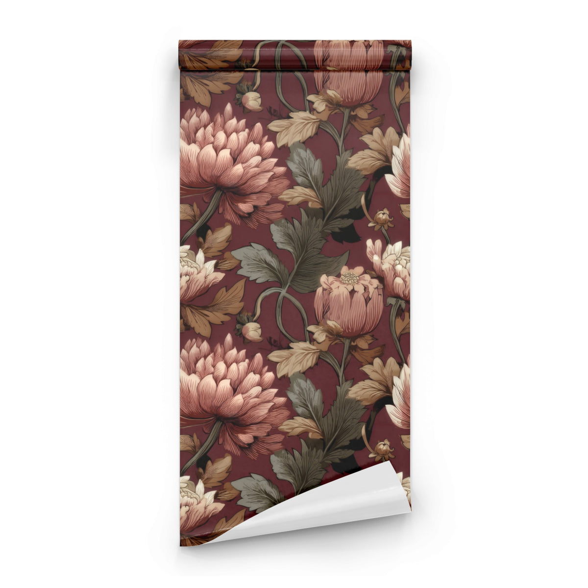 Roll of Wine Chrysanthemum large scale wallpaper