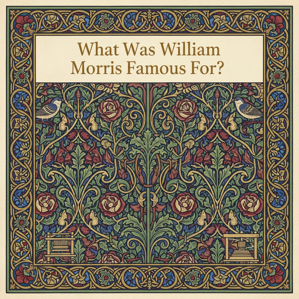 William Morris Strawberry Thief textile pattern showing thrushes among strawberries in red and indigo