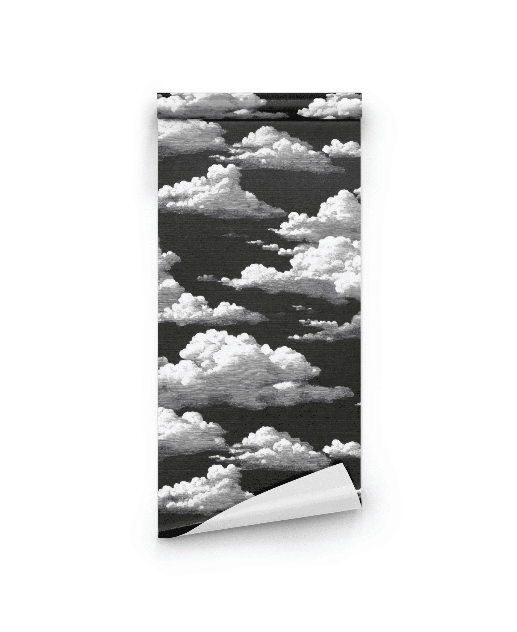 The Nimbus Dream Wallpaper features a dreamy nightscape with white fluffy clouds on a black background.