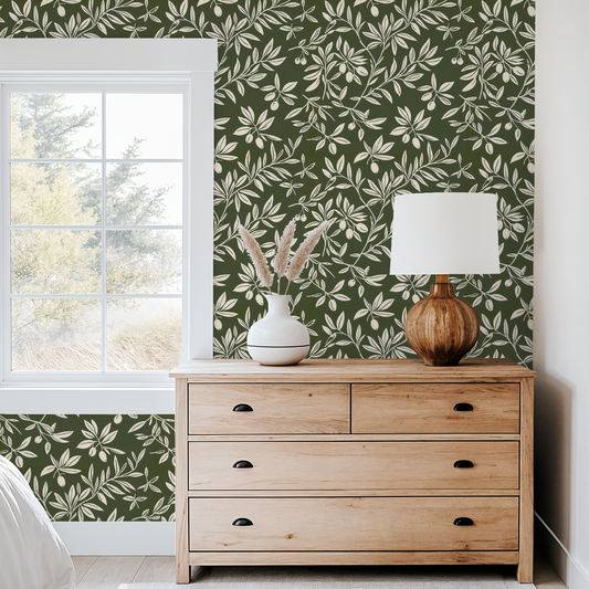Olive Grove Retro Wallpaper