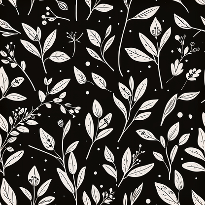 Monochrome Botanical Retro Wallpaper