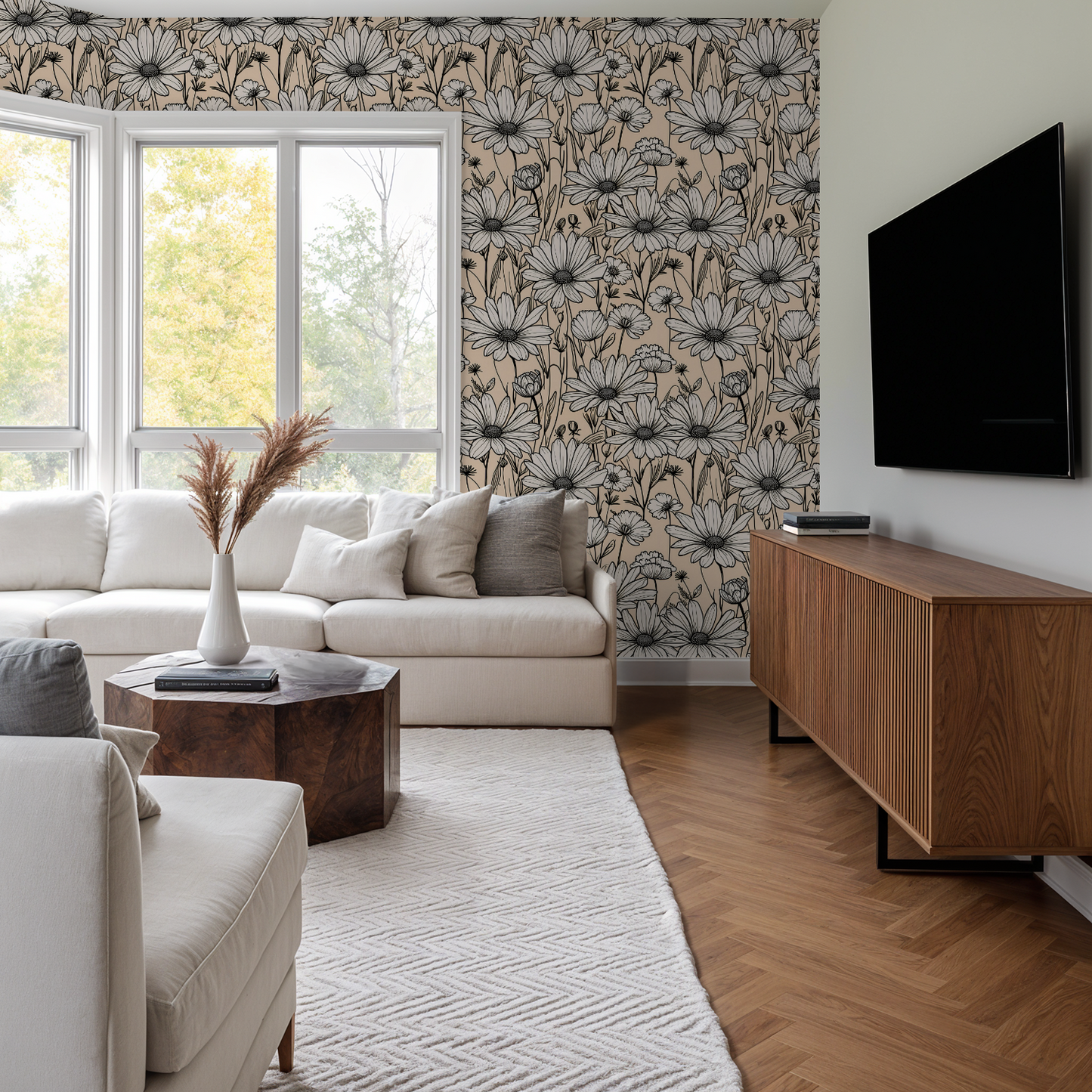 Botanical Beige Retro Wallpaper