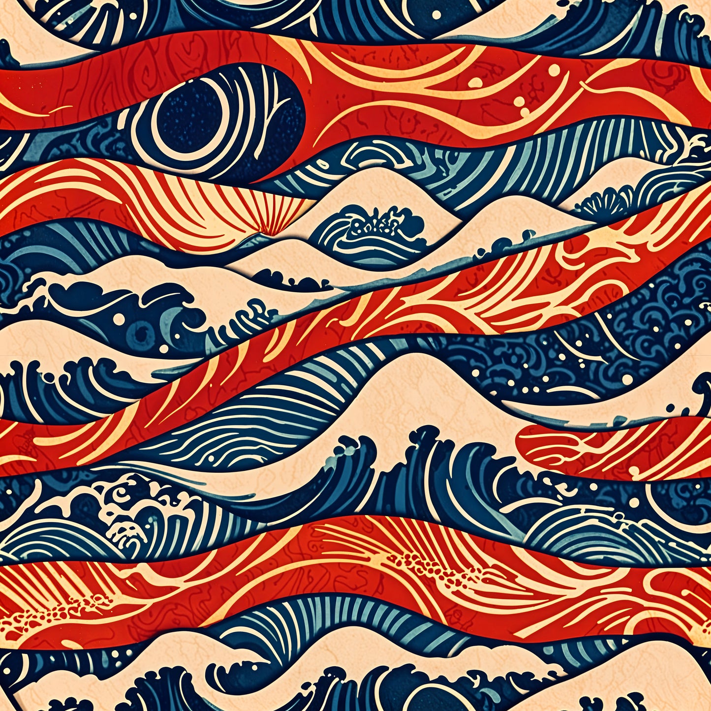 Wave Indigo Retro Wallpaper