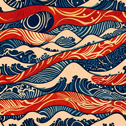 Wave Indigo Retro Wallpaper