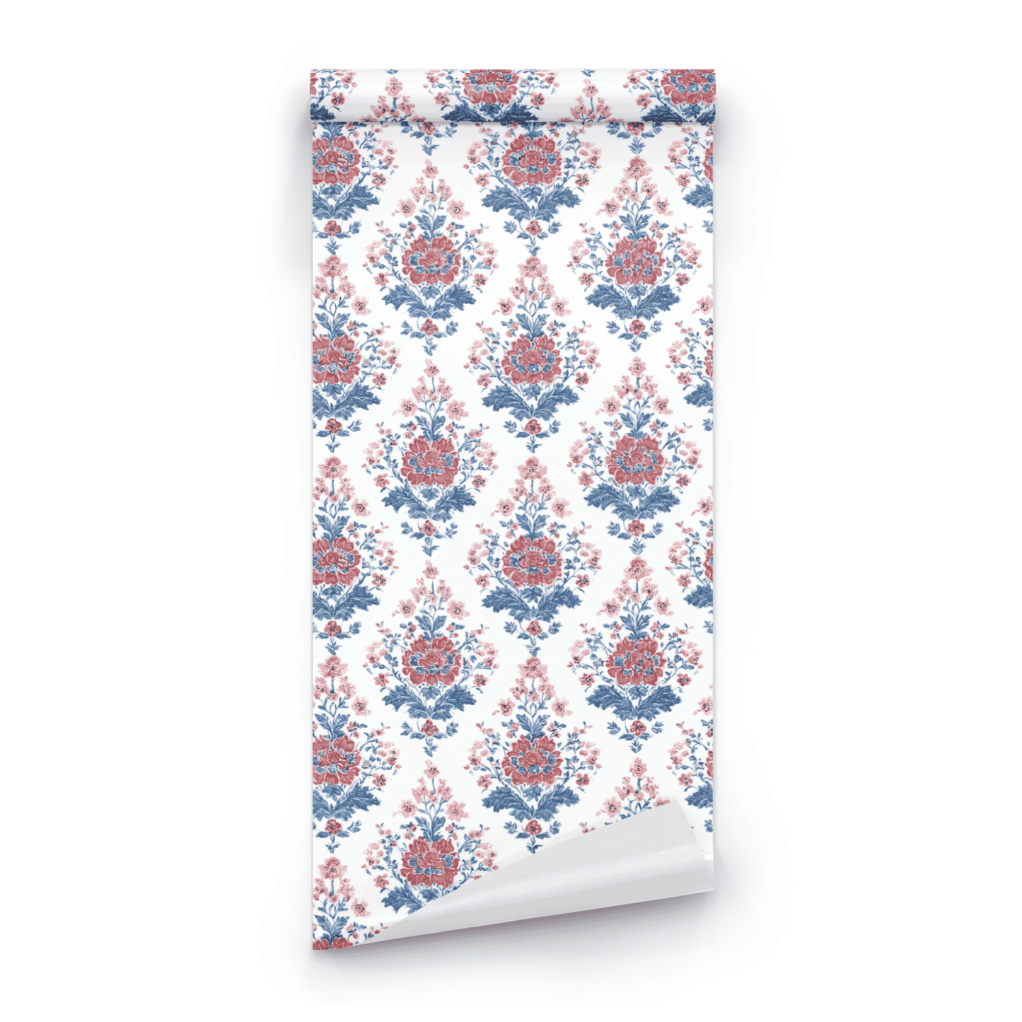 Claret Damask | White Floral Wallpaper - Roll Preview