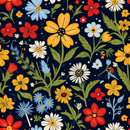 Retro Floral Midnight Wallpaper
