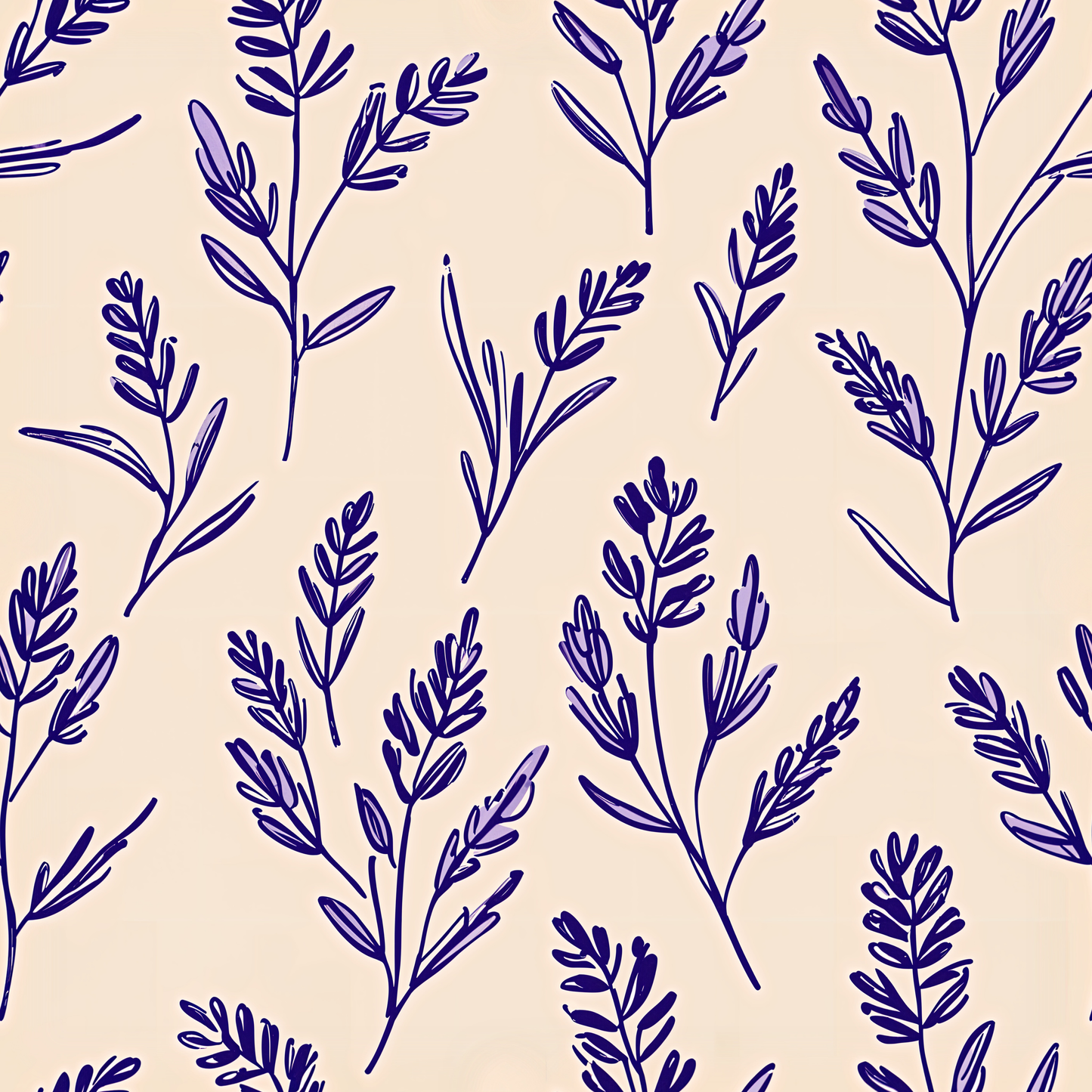 Lavender Sketch Botanical Wallpaper