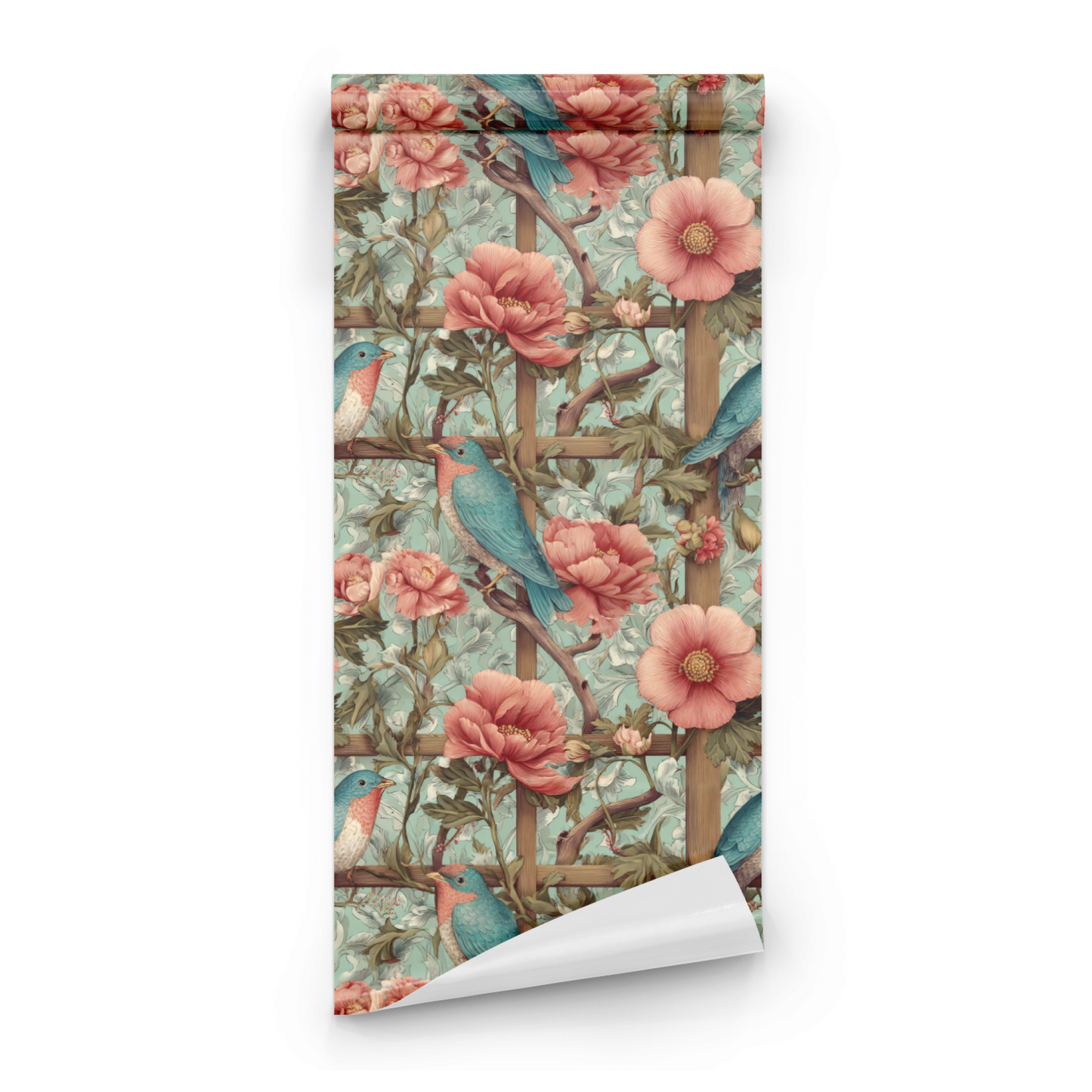Garnet Sparrow | Green Floral Wallpaper - Roll Preview
