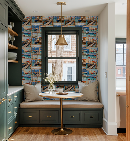 Mediterranean Mosaic Blue Wallpaper