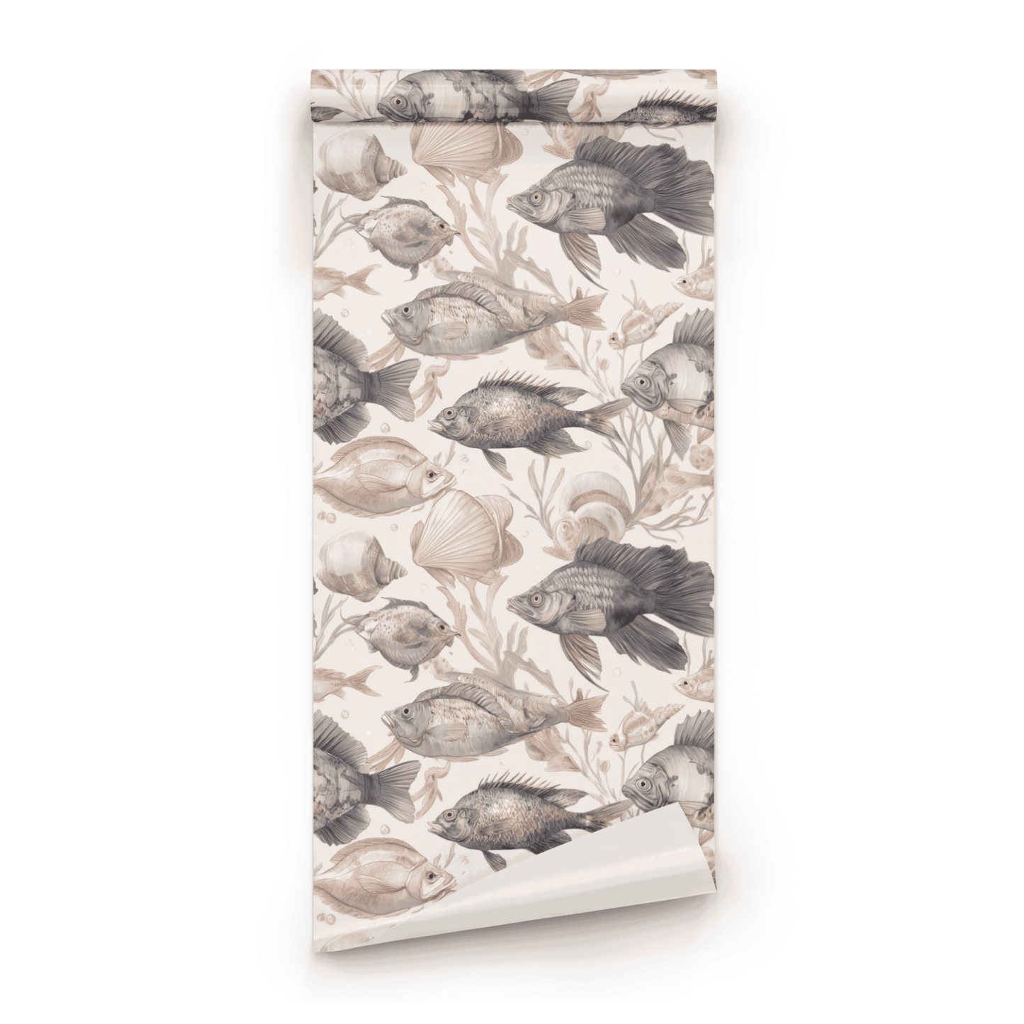 Nautical Scales | Cream Animal Print Wallpaper | Sea Life - Roll Preview