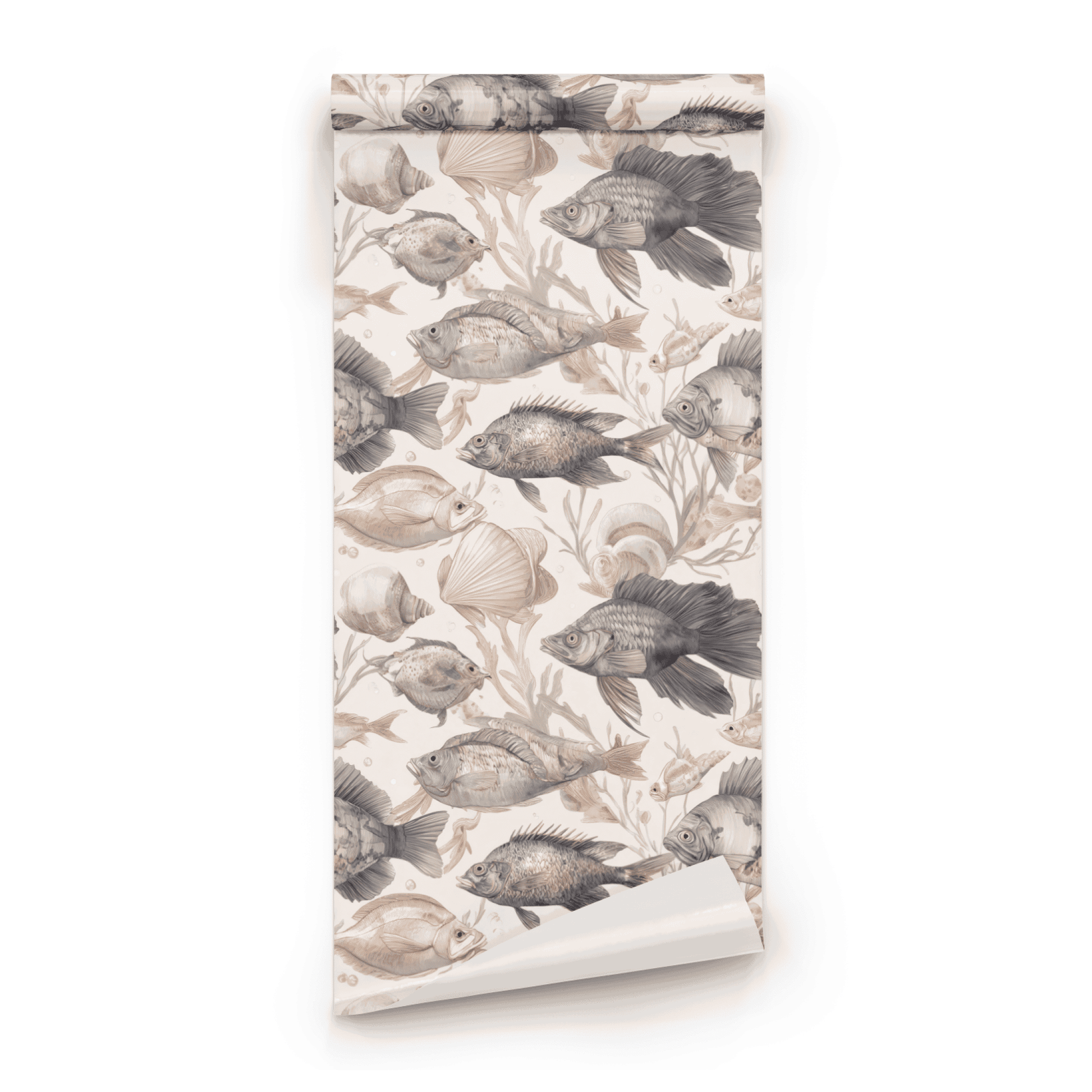 Nautical Scales | Cream Animal Print Wallpaper | Sea Life - Roll Preview