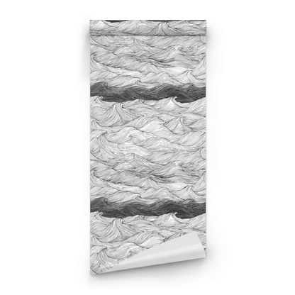 Ebb Flow | Grey Abstract Wallpaper | Monochrome - Roll Preview