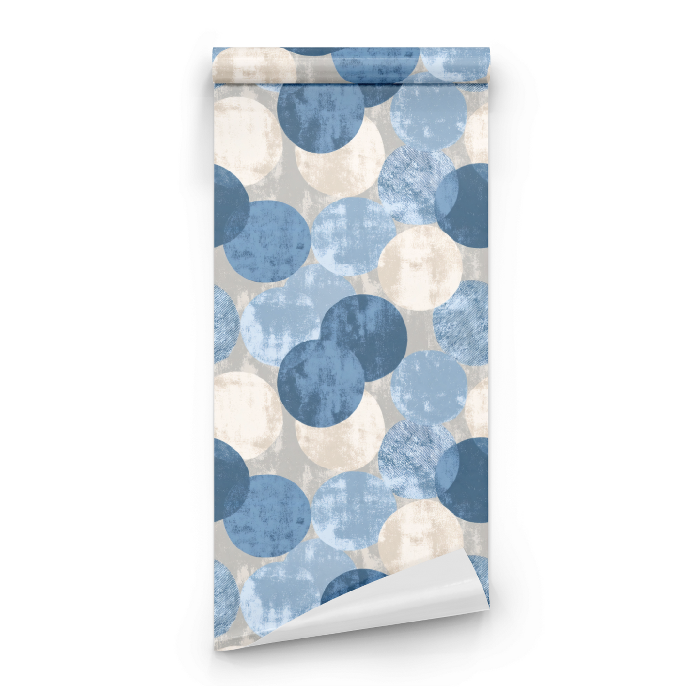 Blue Geometric Wallpaper roll preview showing the grunge geometric pattern in close deep indigo detail