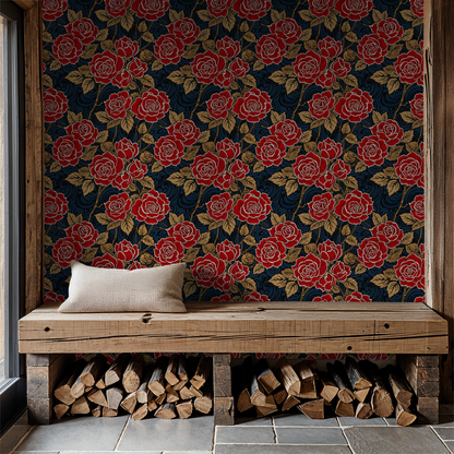 Floral Heritage Crimson Wallpaper