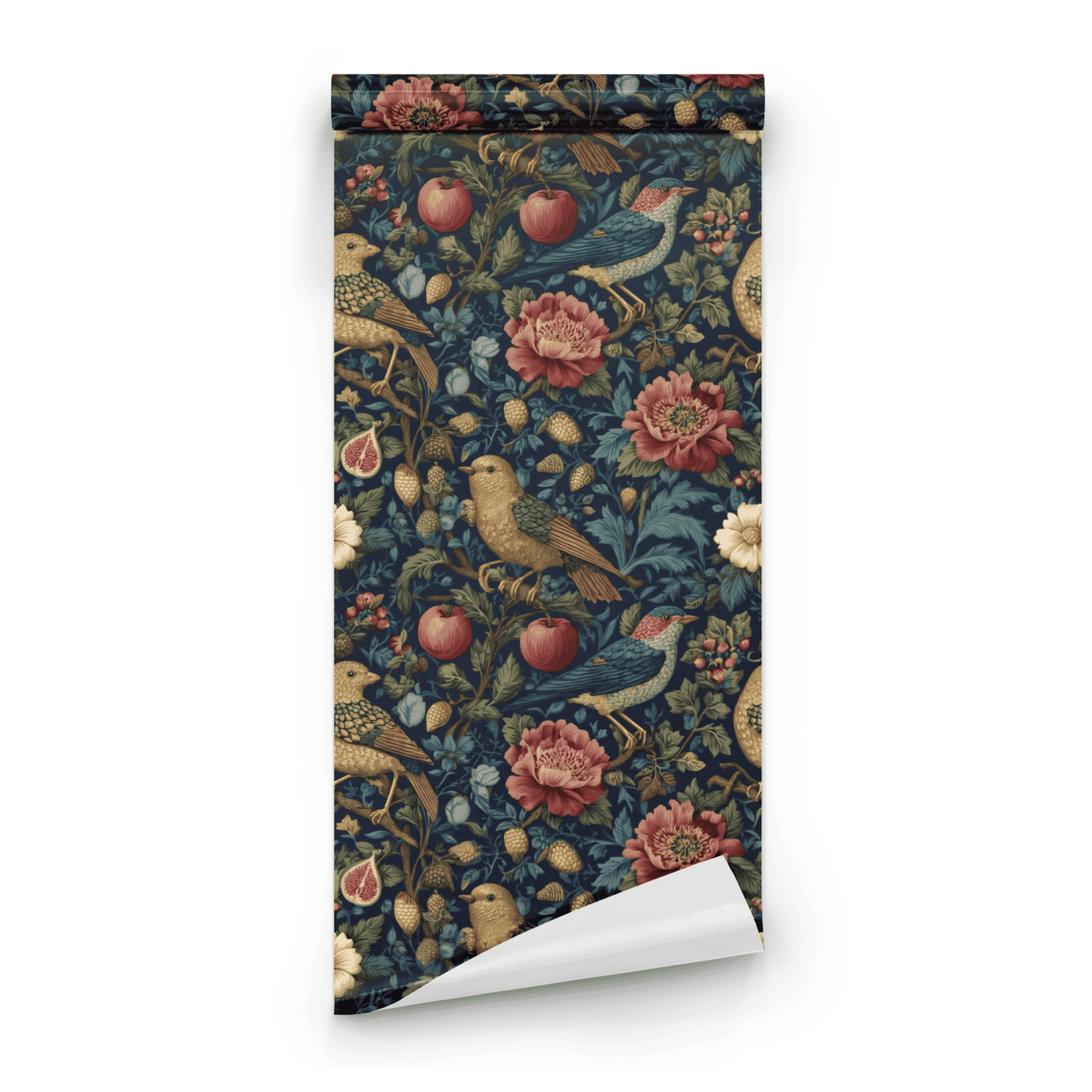 Majolica Songbird | Green Floral Wallpaper | Woodland - Roll Preview