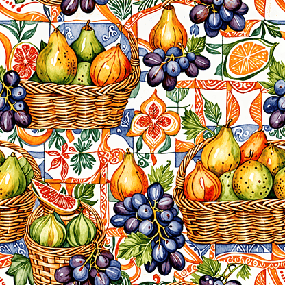 Tuscan Fruit Mosaic Wallpaper