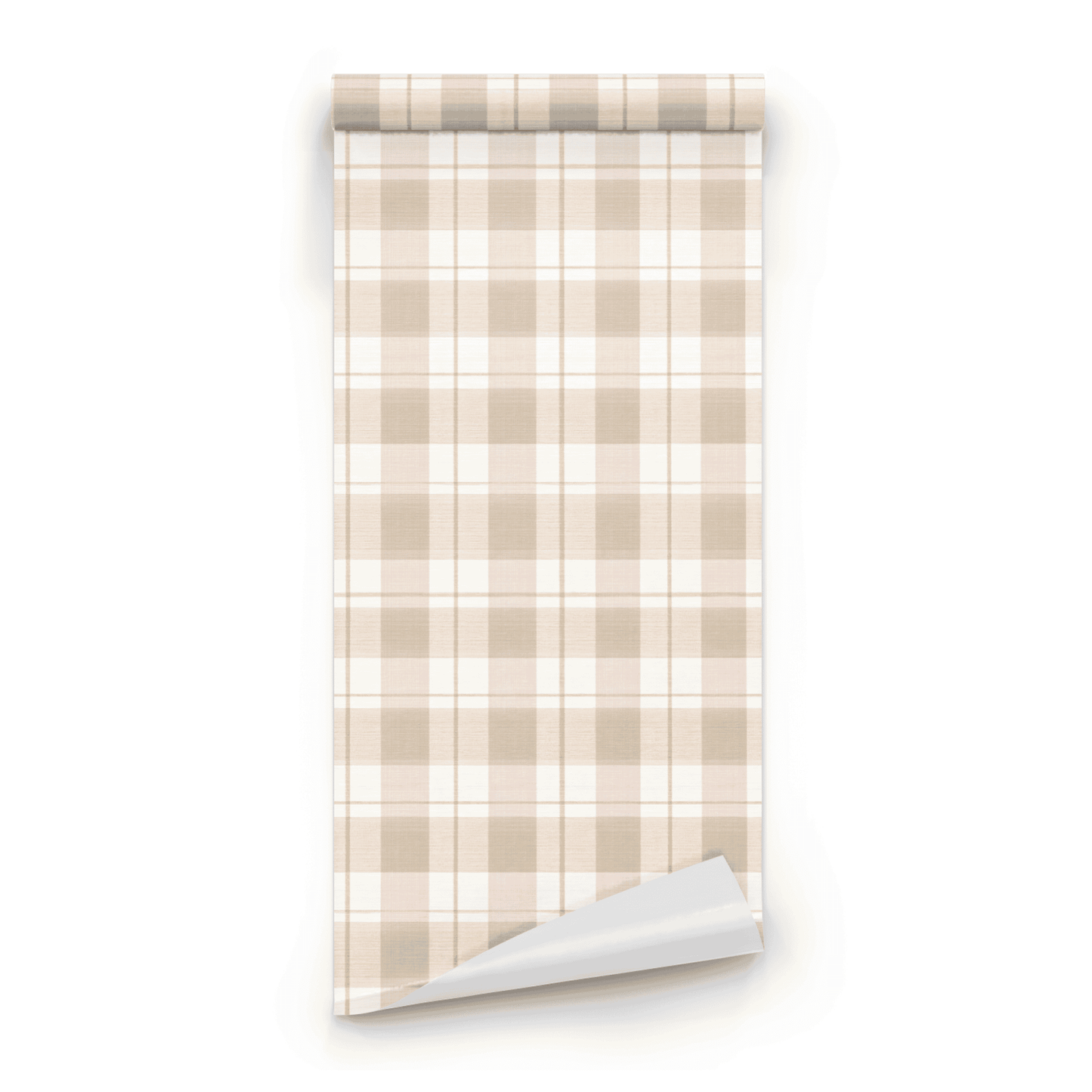 Cream Geometric Wallpaper roll close-up showing the checkerboard pattern in close cream rustic linen detail