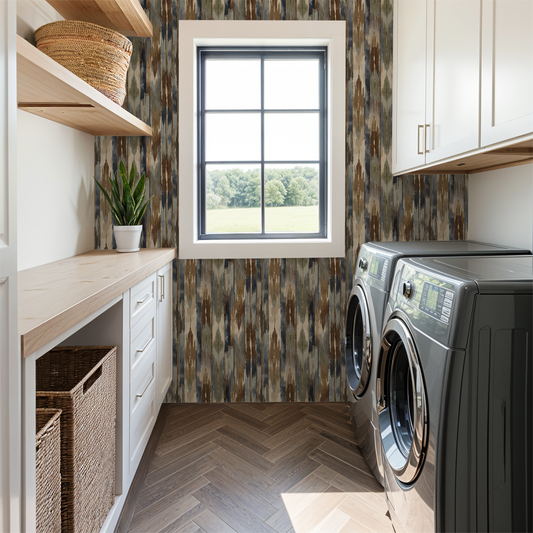 Abstract Earthy Ikat Wallpaper