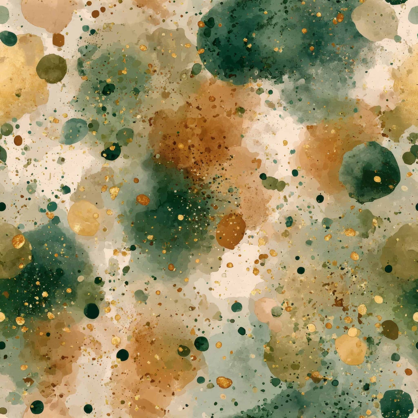 Abstract wallpaper with deep green and warm ochre splashes on a light background.