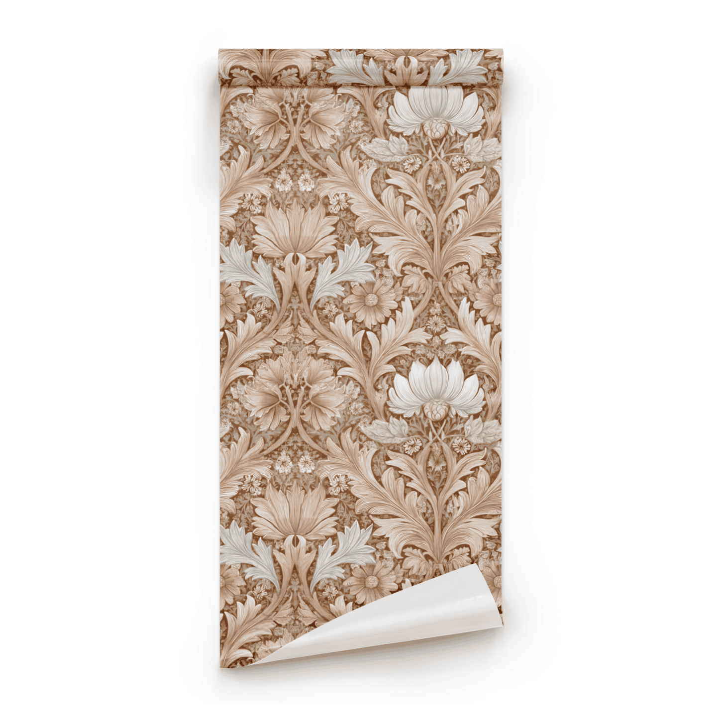 Sepia Lotus | Brown Floral Wallpaper - Roll Preview