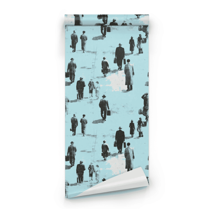 Blue Abstract Wallpaper roll close-up showing the urban stroll drawing in close deep blue abstract detail