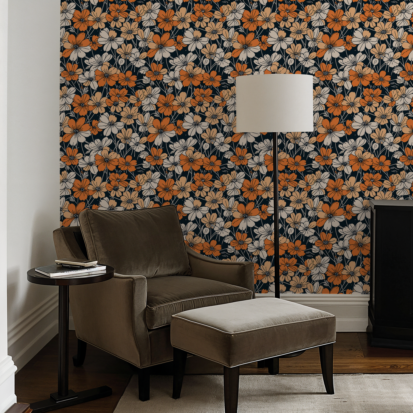 Orange Blossoms Retro Wallpaper